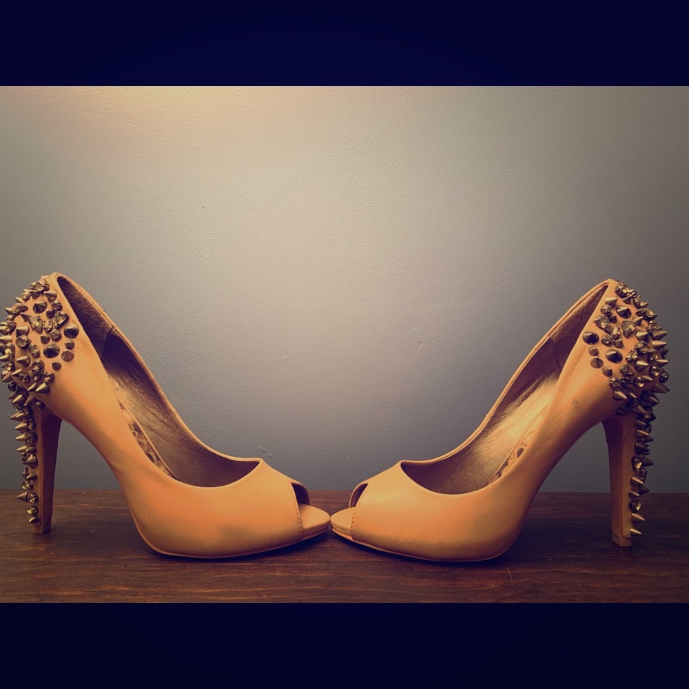 Bold Studded Peep Toes Heels
